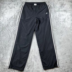 Adidas Track Pants Adult M Black Joggers Drawstring Athletic Casual Mens